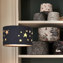 Abat-jour avec découpe motif constellation d35cm - bleu figuerolles