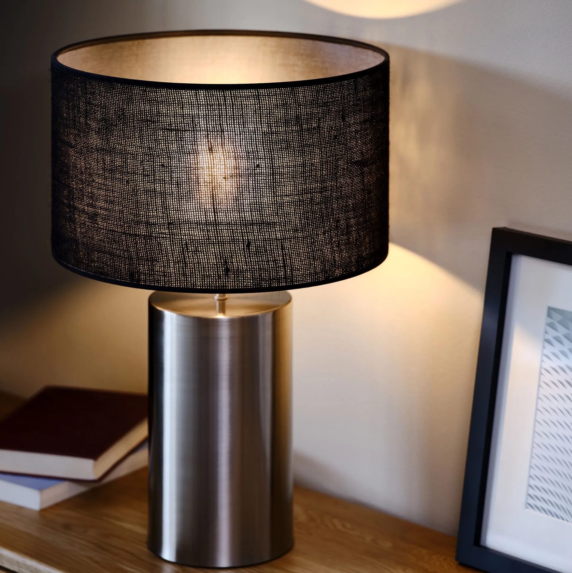 Abat-jour cylindrique en jute D32cm - noir