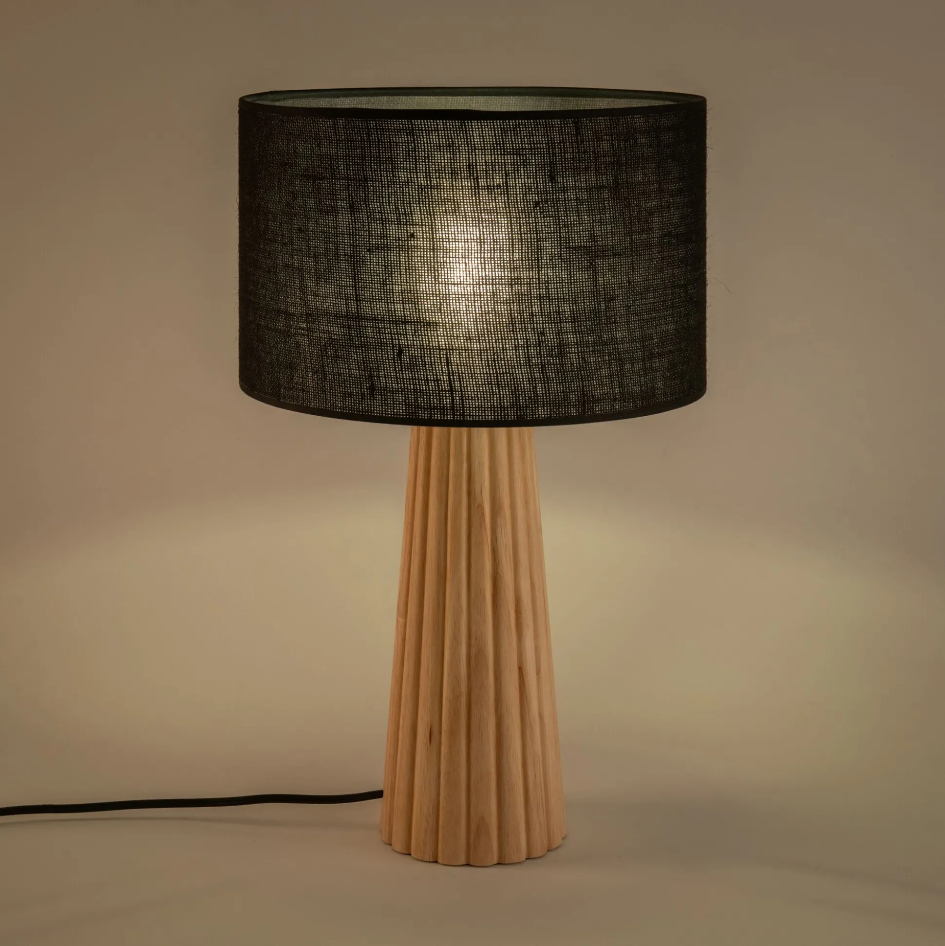 Abat-jour cylindrique en jute D32cm - noir