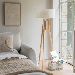 Abat-jour cylindrique en jute D50cm - blanc