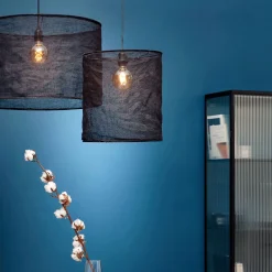 Abat-jour cylindrique en lin D60cm - noir