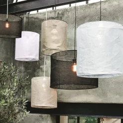 Abat-jour cylindrique en lin D60cm - noir