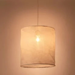 Abat-jour cylindrique en lin D35cm - blanc