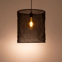 Abat-jour cylindrique en lin D35cm - noir