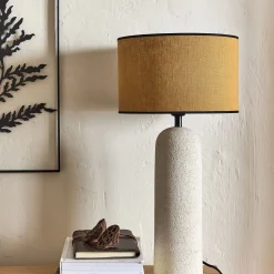 Abat-jour cylindrique en lin D32cm - jaune miel