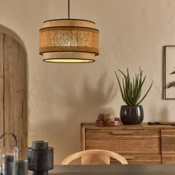 Abat-jour cylindrique en tissu D38cm - jaune miel