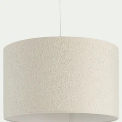 Abat-jour cylindrique en tissu bouclette D50cm - blanc