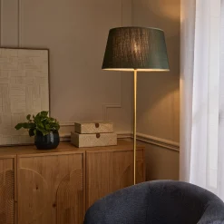 Abat-jour tambour en coton D45cm - vert cèdre