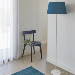 Abat-jour tambour en coton D33cm - bleu figuerolles