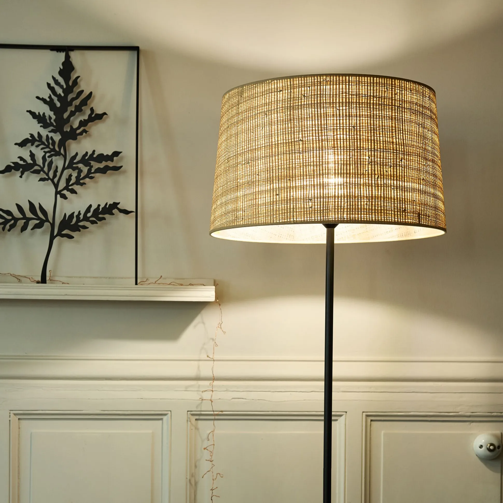 Abat-jour tambour en raphia D45cm - naturel