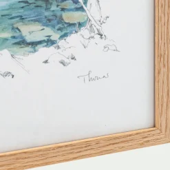 Aquarelle encadrée bateau 38x53cm - bleu