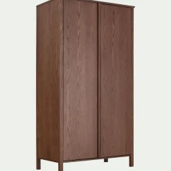 Armoire 2 portes battantes en chêne massif H192cm - bois foncé