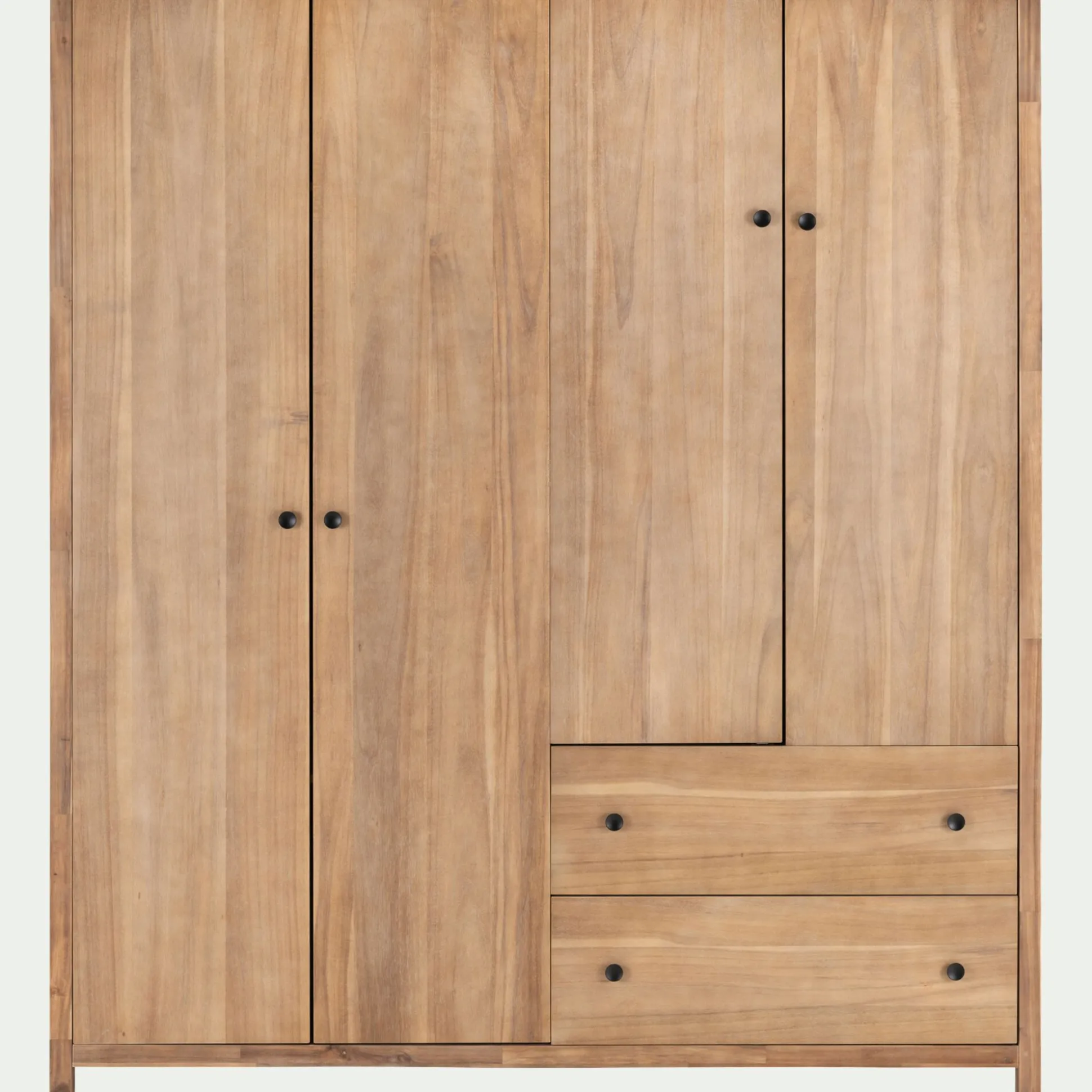 Armoire 4 portes et 2 tiroirs en acacia massif l190xh220cm - bois clair