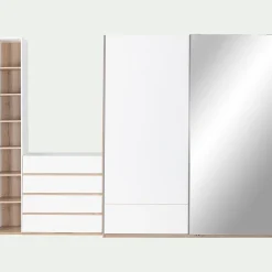 Armoire dressing avec 2 portes coulissantes en bois effet chêne H235cm - blanc