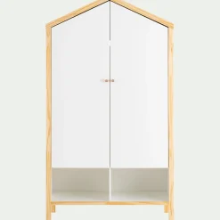 Armoire forme de maison en bois H185cm - blanc