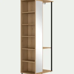 Armoire ouverte avec miroir H210cm - bois clair