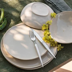 Assiette à dessert à bord haut en grès D21cm - blanc ventoux