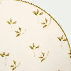 Assiette à dessert à motif floral vert en faïence D22cm - blanc