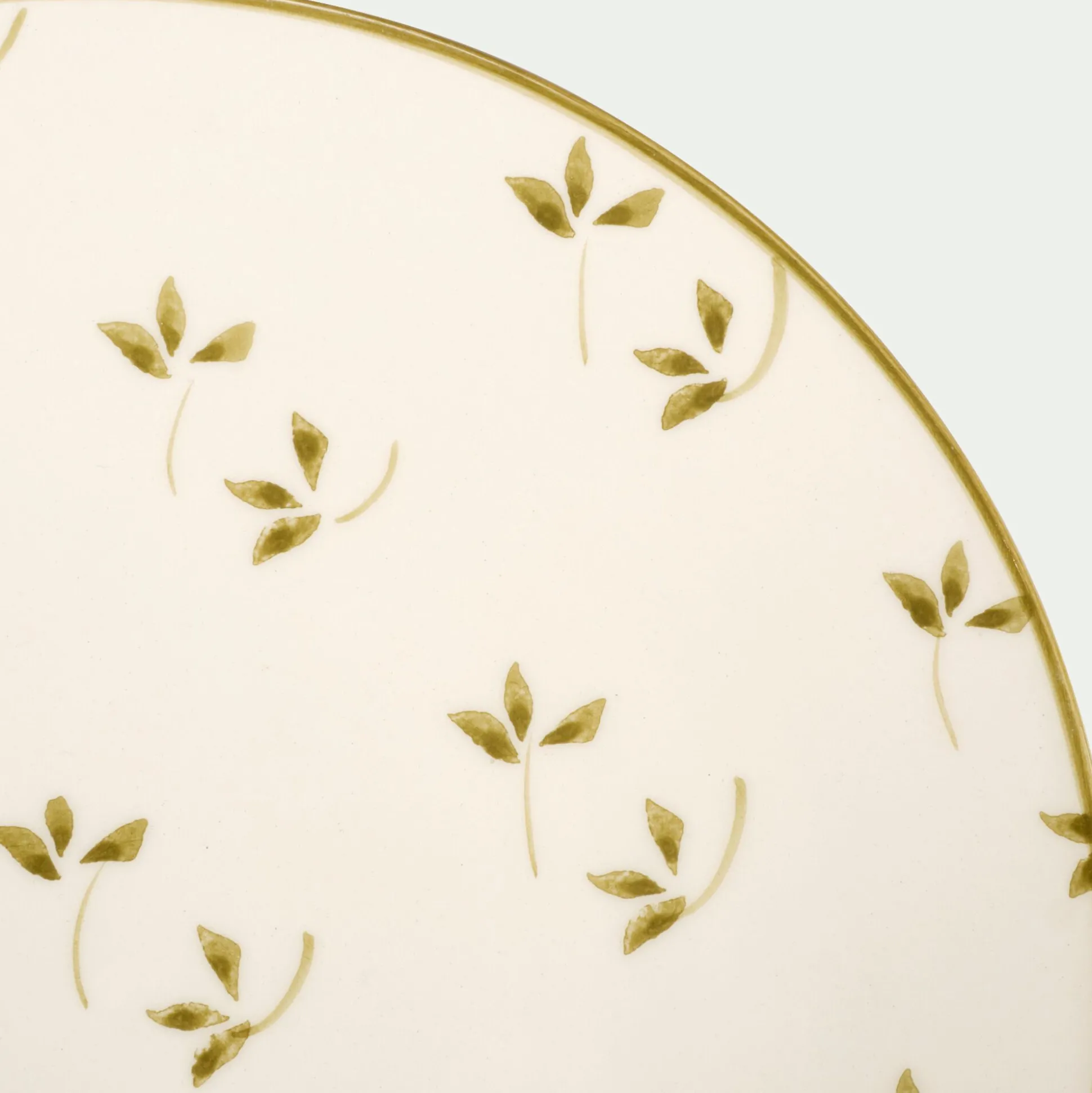 Assiette à dessert à motif floral vert en faïence D22cm - blanc