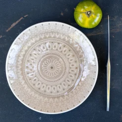 Assiette à dessert à motifs en grès D20,7cm - beige alpilles