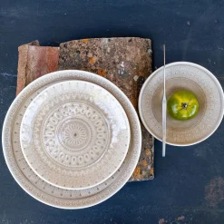 Assiette à dessert à motifs en grès D20,7cm - beige alpilles