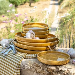 Assiette à dessert en grès D18,5cm - jaune argan