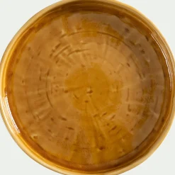 Assiette à dessert en grès D18,5cm - jaune argan