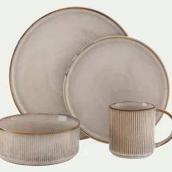 Assiette à dessert en grès D21,3cm - beige