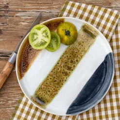 Assiette à dessert en grès peint D22,5cm - marron