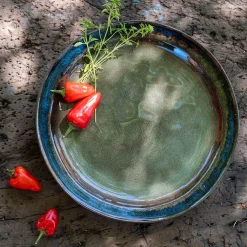 Assiette à dessert en grès D20,5cm - vert cèdre