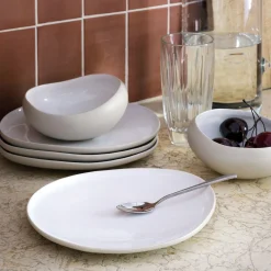 Assiette à dessert en grès D21cm - blanc ventoux