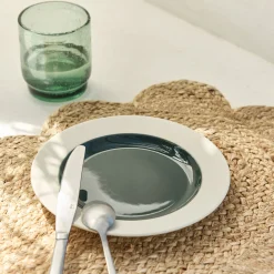 Assiette à dessert en grès D20cm - vert oyat