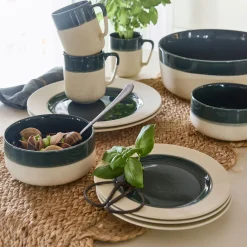 Assiette à dessert en grès D20cm - vert oyat