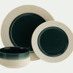 Assiette à dessert en grès D20cm - vert oyat