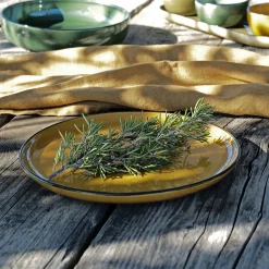 Assiette à dessert en grès D22,2cm - jaune