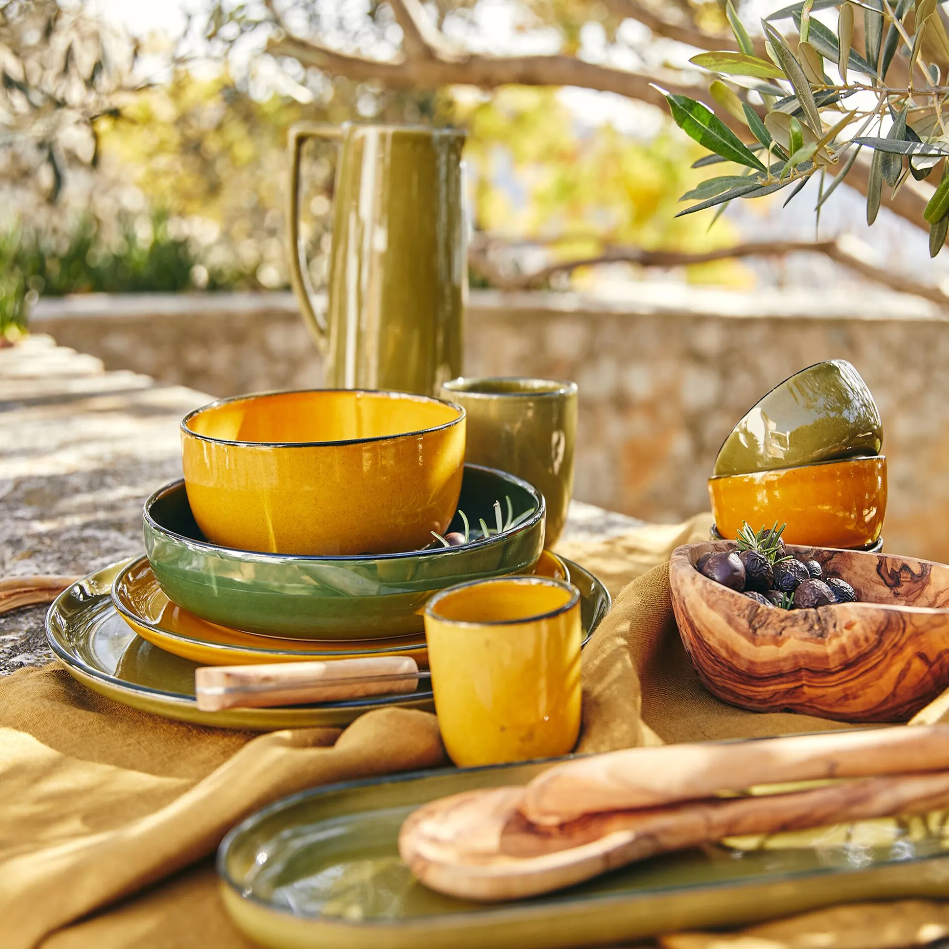 Assiette à dessert en grès D22,2cm - jaune