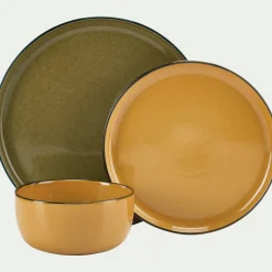 Assiette à dessert en grès D22,2cm - jaune