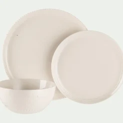 Assiette à dessert en porcelaine avec liseré perlé D21,60cm - blanc ventoux