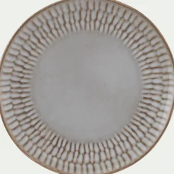 Assiette à dessert martelée en grès D21,7cm - blanc ventoux