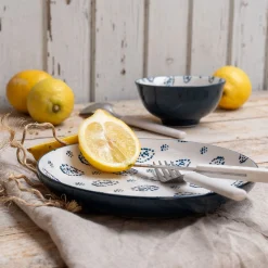 Assiette à dessert motif Amande en porcelaine D20cm - blanc