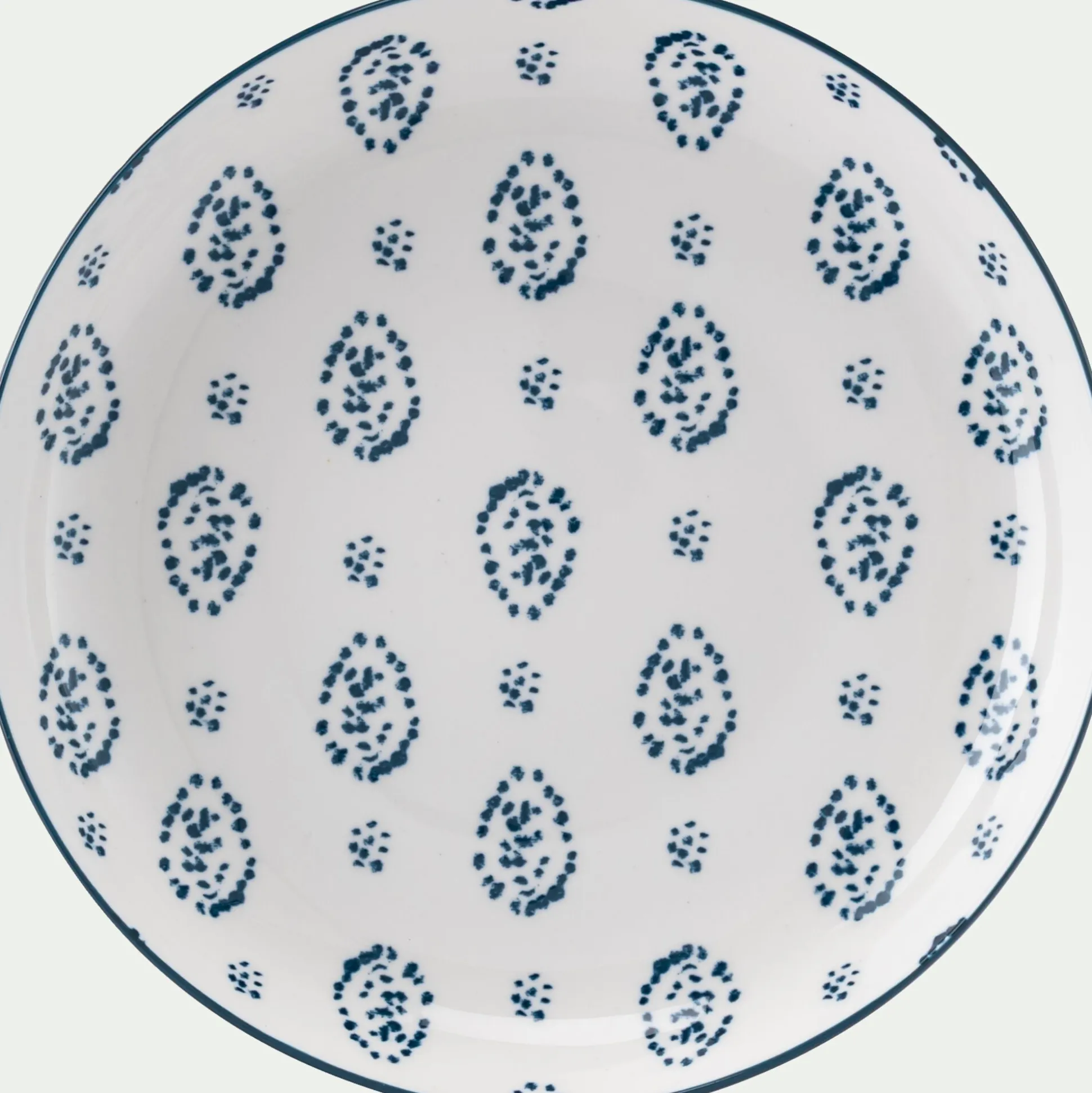 Assiette à dessert motif Amande en porcelaine D20cm - blanc