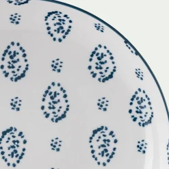 Assiette à dessert motif Amande en porcelaine D20cm - blanc