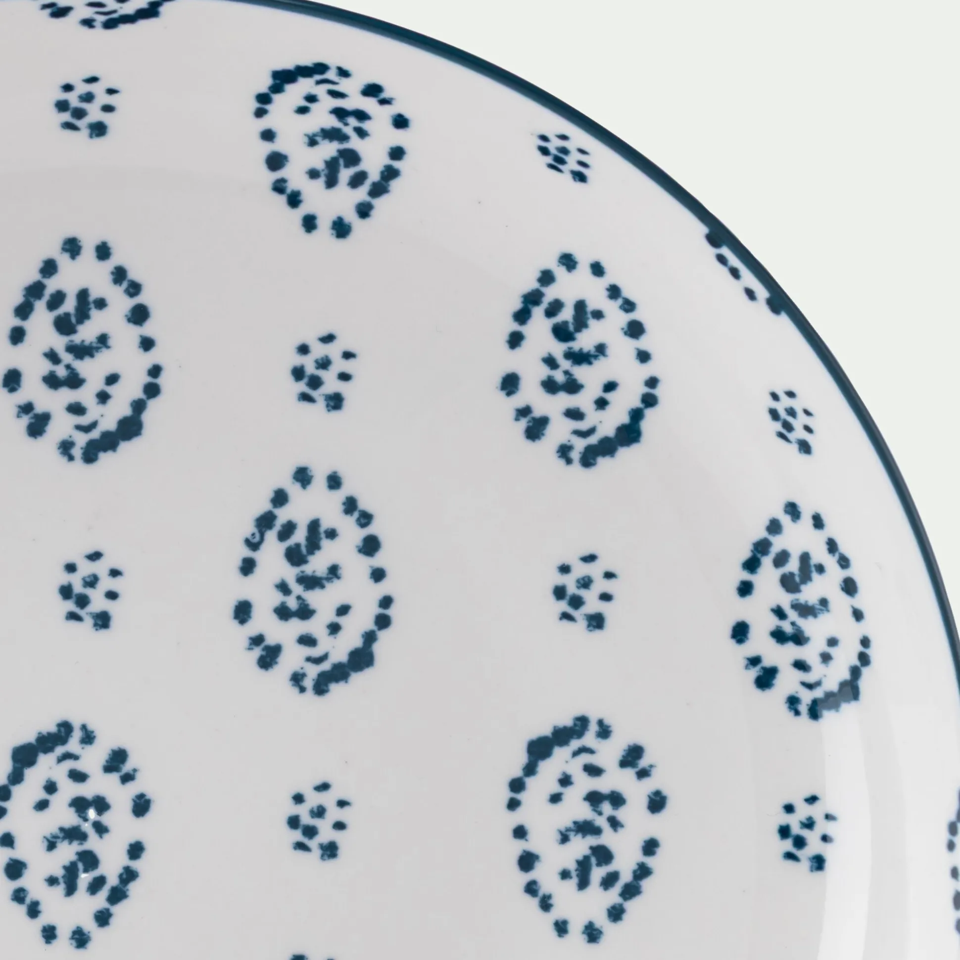 Assiette à dessert motif Amande en porcelaine D20cm - blanc