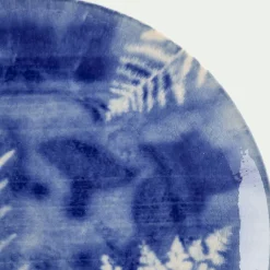 Assiette à dessert motif fougère en grès D21,6cm - bleu
