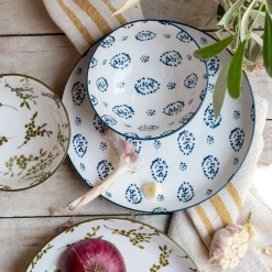 Assiette à dessert motif végétal en porcelaine D20cm - vert