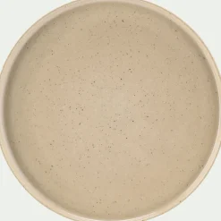 Assiette à dessert mouchetée en grès D20cm - beige