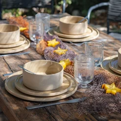 Assiette à dessert mouchetée en grès D20cm - beige