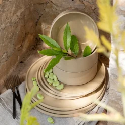 Assiette à dessert mouchetée en grès D20cm - beige