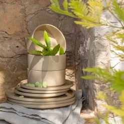 Assiette à dessert mouchetée en grès D20cm - beige