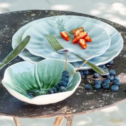 Assiette à dessert ondulée en grès D21cm - bleu